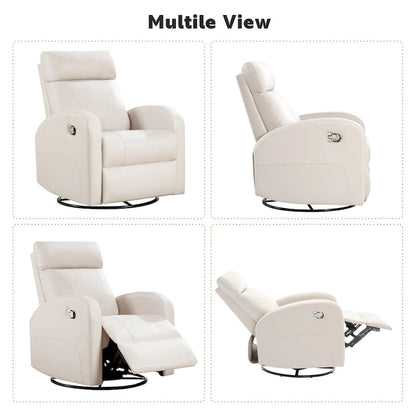 HOMYKA Modern Faux Leather Rocking Recliner with Swivel