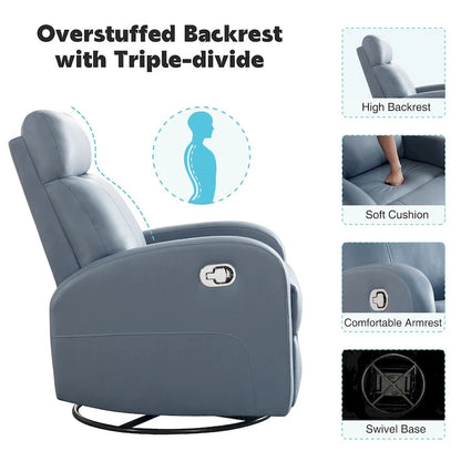 HOMYKA Modern Faux Leather Rocking Recliner with Swivel