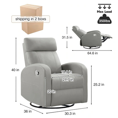 HOMYKA Modern Faux Leather Rocking Recliner with Swivel