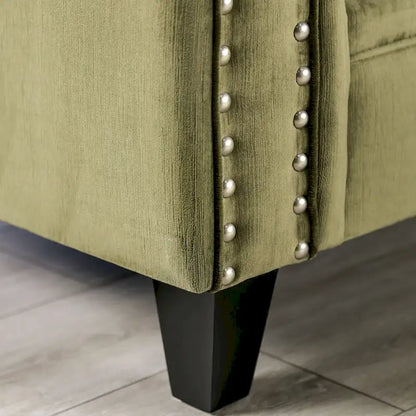 Olie Transitional Green Microfiber Sloped Arms 2-Piece Living Room Set by Furniture of America