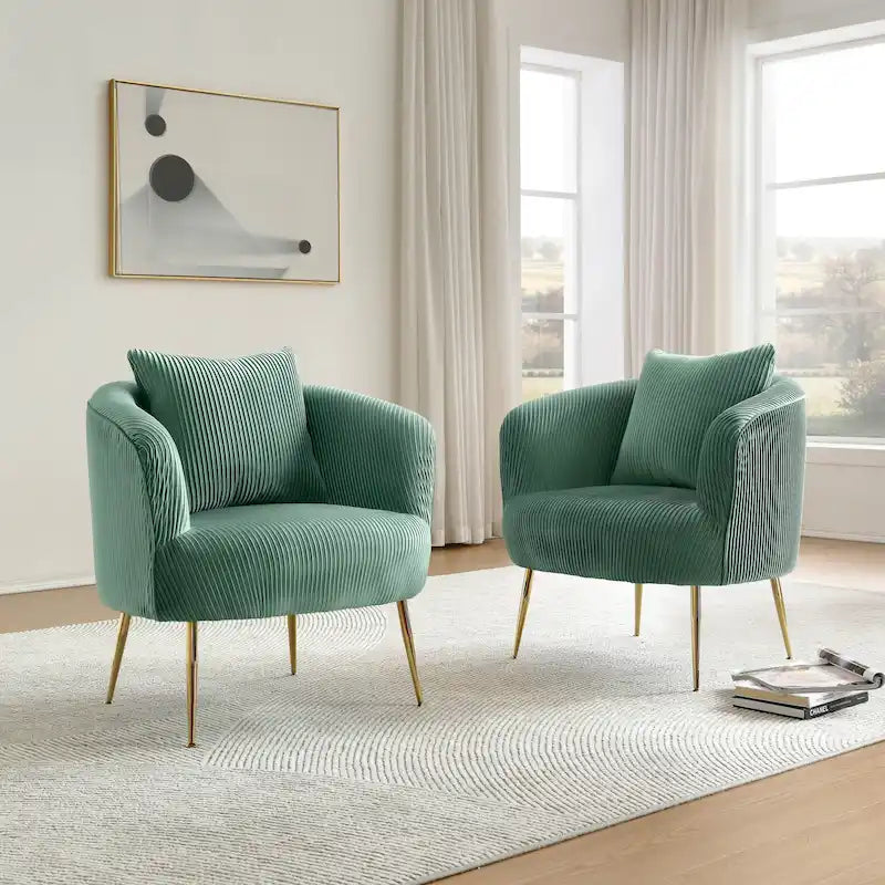 Art Leon Set of 2 Velvet Accent Side Chair with Back Cushion