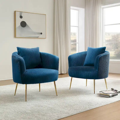 Art Leon Set of 2 Velvet Accent Side Chair with Back Cushion