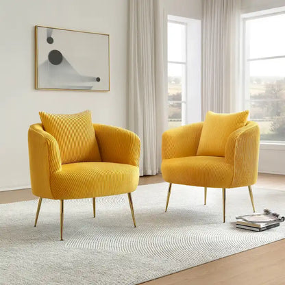 Art Leon Set of 2 Velvet Accent Side Chair with Back Cushion
