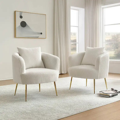 Art Leon Set of 2 Velvet Accent Side Chair with Back Cushion