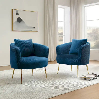 Art Leon Set of 2 Velvet Accent Side Chair with Back Cushion