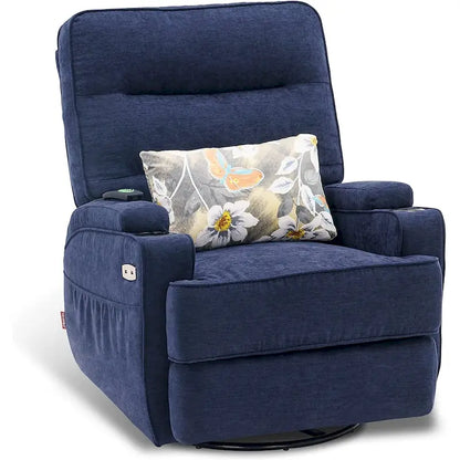 MCombo Electric Power Swivel Glider Recliner Chair with Heat and Massage, Fabric 7752