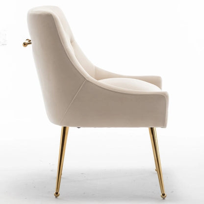 SEYNAR Modern Velvet Dining Chairs Set of 4, Upholstered Accent Chair Tufted Back Armless Chair with Back Pull