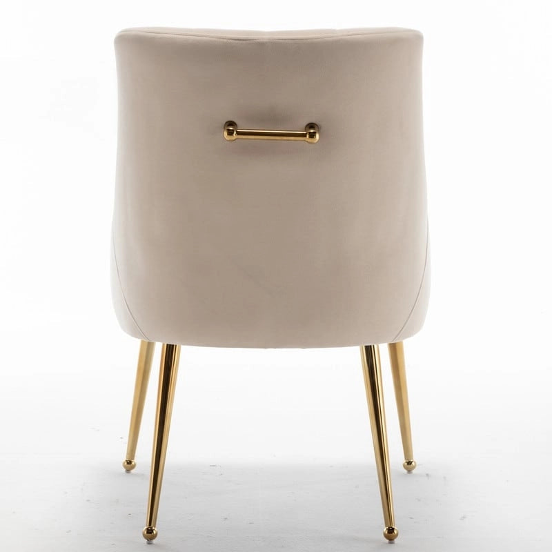 SEYNAR Modern Velvet Dining Chairs Set of 4, Upholstered Accent Chair Tufted Back Armless Chair with Back Pull