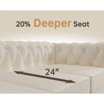 Classic Tufted Velvet Upholstered Chesterfield Club Chair Loveseat Sofa 3 Pieces with Nailhead for Living Room by Morden Fort