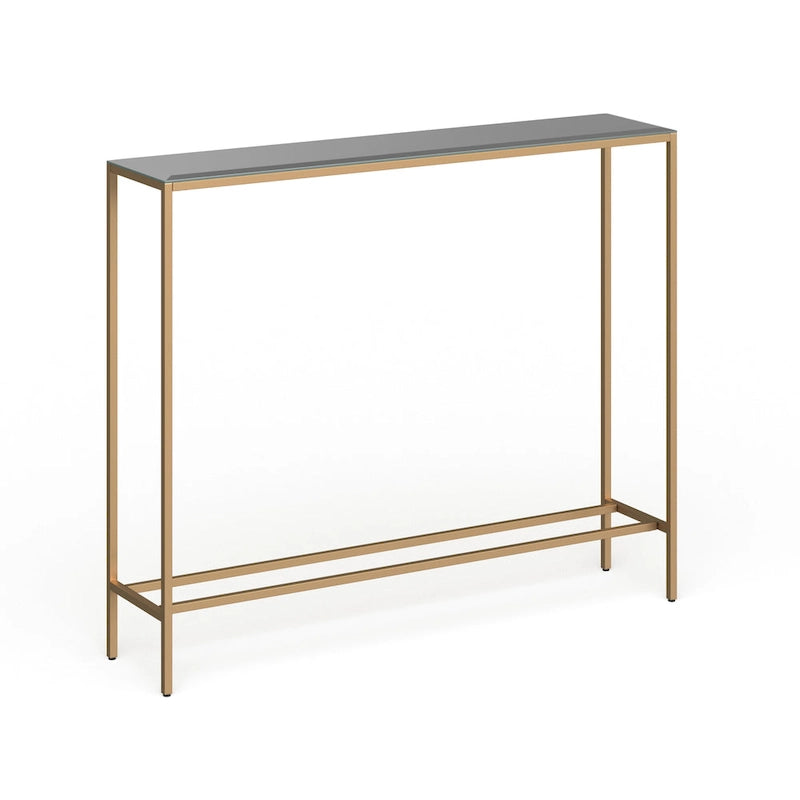 SEI Furniture Ham Long Narrow Console Table with Mirrored Top
