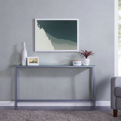 SEI Furniture Ham Long Narrow Console Table with Mirrored Top