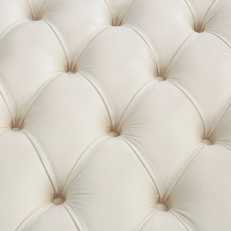 Perdita Gold Finish Velvet Round Tufted Ottoman by iNSPIRE Q Bold