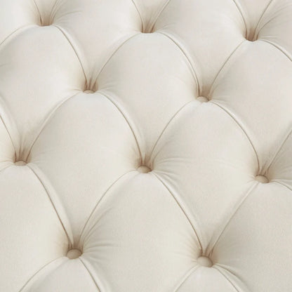 Perdita Gold Finish Velvet Round Tufted Ottoman by iNSPIRE Q Bold