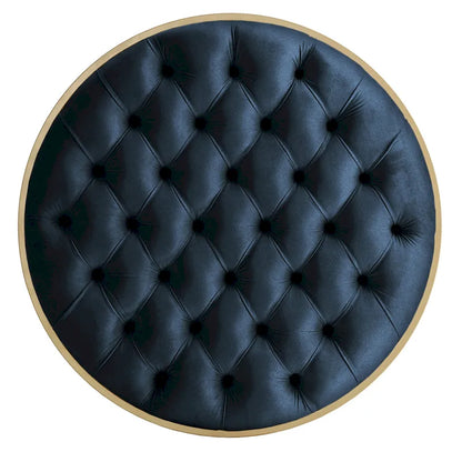Perdita Gold Finish Velvet Round Tufted Ottoman by iNSPIRE Q Bold