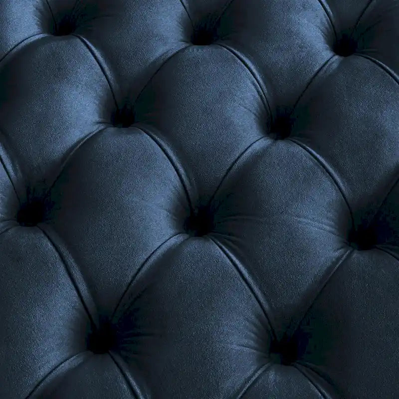 Perdita Gold Finish Velvet Round Tufted Ottoman by iNSPIRE Q Bold