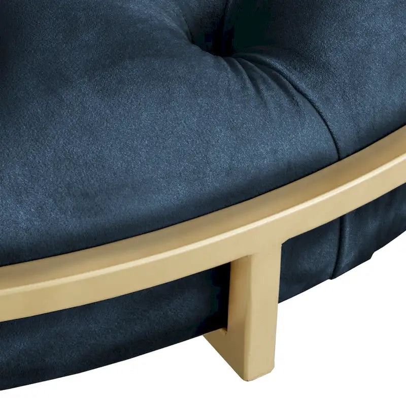 Perdita Gold Finish Velvet Round Tufted Ottoman by iNSPIRE Q Bold