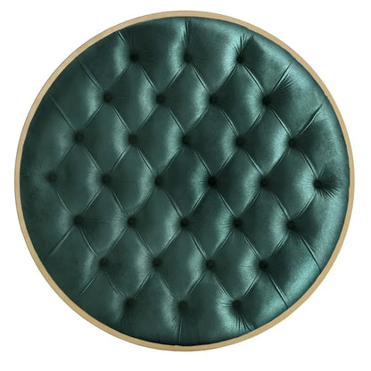 Perdita Gold Finish Velvet Round Tufted Ottoman by iNSPIRE Q Bold