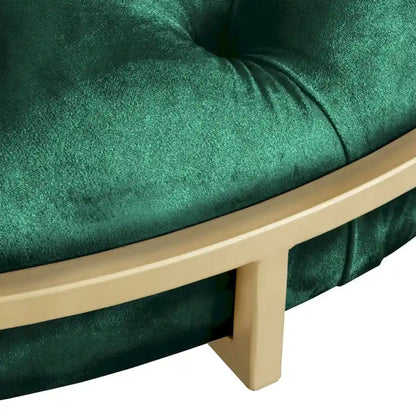 Perdita Gold Finish Velvet Round Tufted Ottoman by iNSPIRE Q Bold