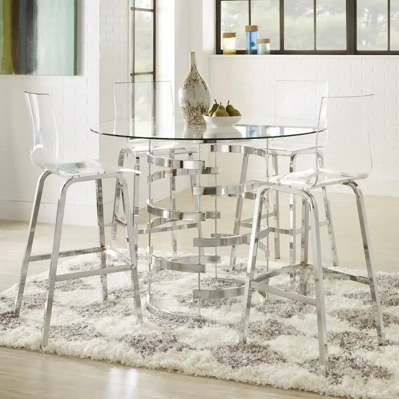Nova Round Glass Top Vortex Iron Base Counter Height Table by iNSPIRE Q Bold