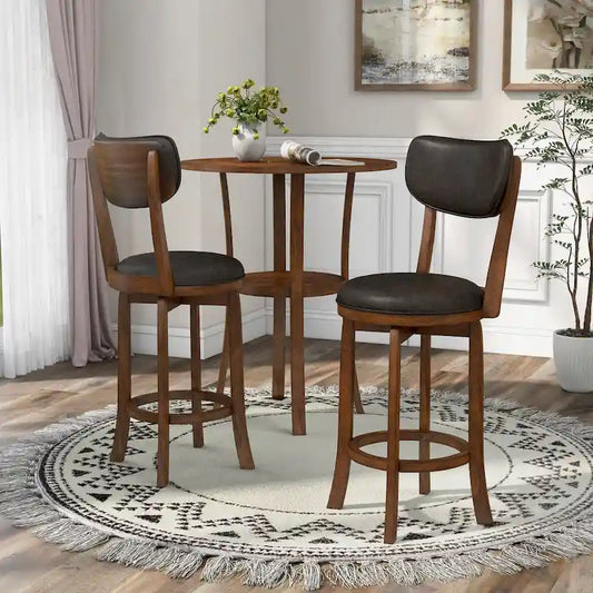 Irvi Traditional Rubberwood 3-Piece Barstool Counter Height Dining Set by Furniture of America