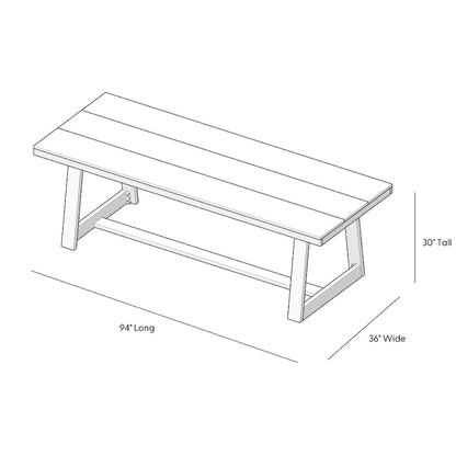Plank and Beam Classic Solid Wood Conference Dining Table - 94