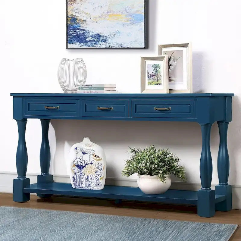 63.38 Long Sofa Console Table with 3 Drawers for Entryway Behind Couch Hall Foyer