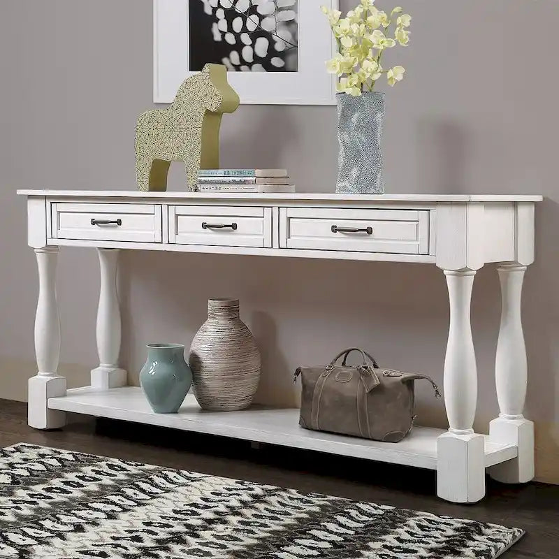 63.38 Long Sofa Console Table with 3 Drawers for Entryway Behind Couch Hall Foyer