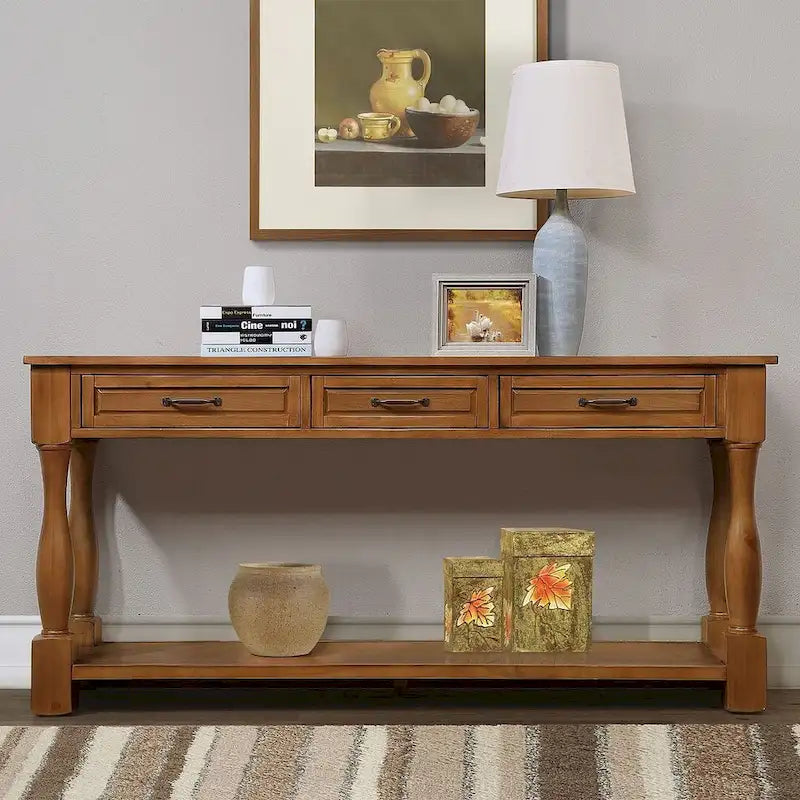 63.38 Long Sofa Console Table with 3 Drawers for Entryway Behind Couch Hall Foyer