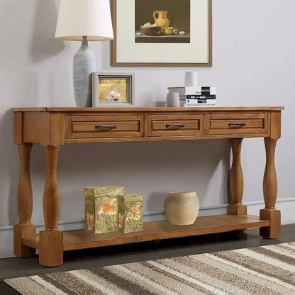 63.38 Long Sofa Console Table with 3 Drawers for Entryway Behind Couch Hall Foyer