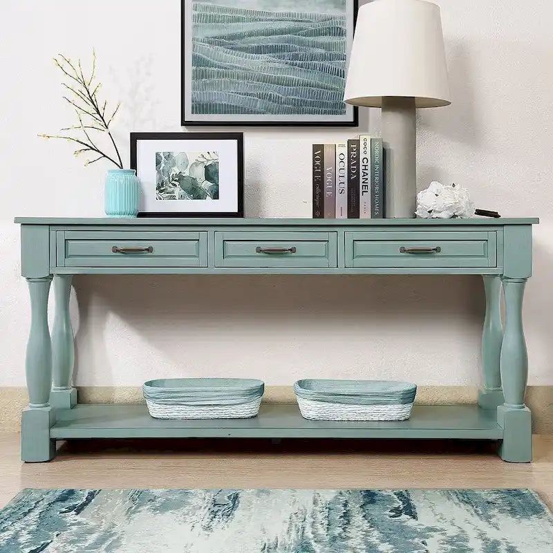 63.38 Long Sofa Console Table with 3 Drawers for Entryway Behind Couch Hall Foyer