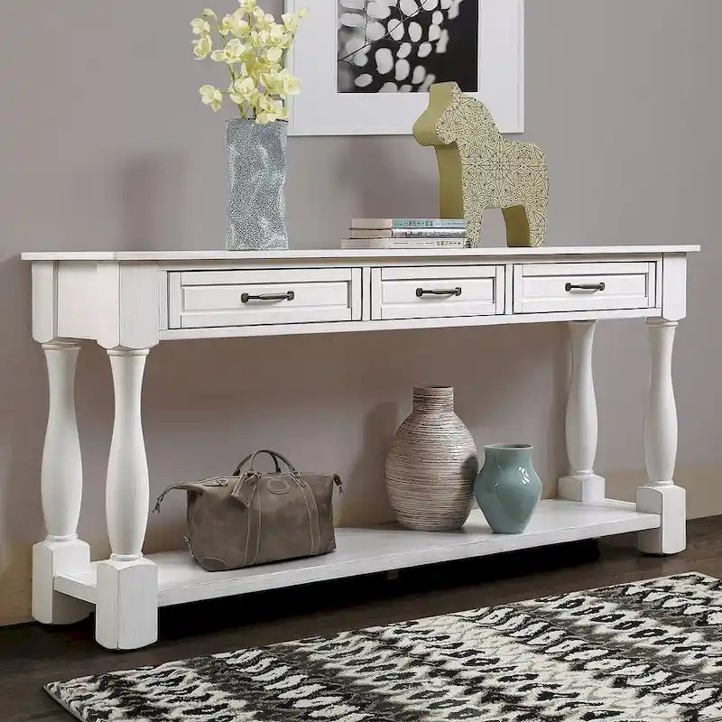63.38 Long Sofa Console Table with 3 Drawers for Entryway Behind Couch Hall Foyer