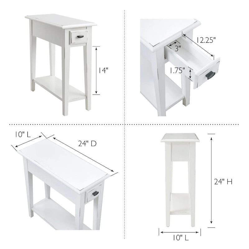 Leick Home One Drawer Narrow Side Table with Shelf