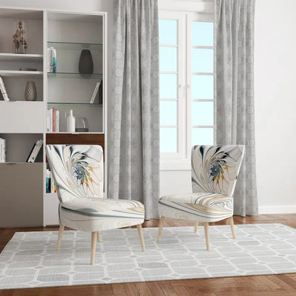 Designart 'White Stained Glass Floral' Upholstered Floral Accent Chair