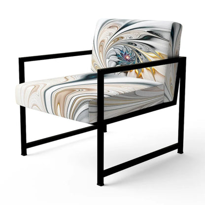 Designart 'White Stained Glass Floral' Upholstered Floral Accent Chair