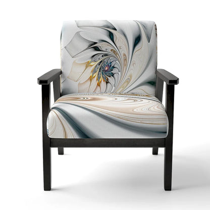 Designart 'White Stained Glass Floral' Upholstered Floral Accent Chair