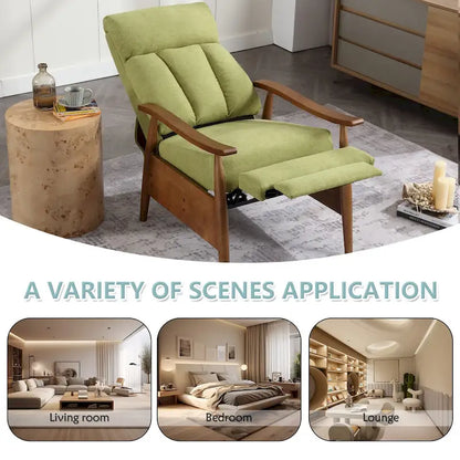 HOMEFUN Linen/Leather/Microsuede Upholstered Wood Frame Adjustable Recliner Lounge Armchair