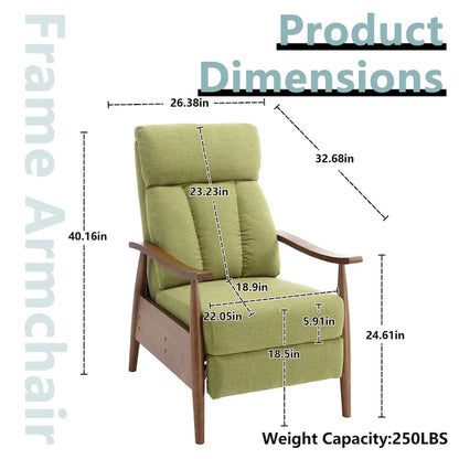 HOMEFUN Linen/Leather/Microsuede Upholstered Wood Frame Adjustable Recliner Lounge Armchair