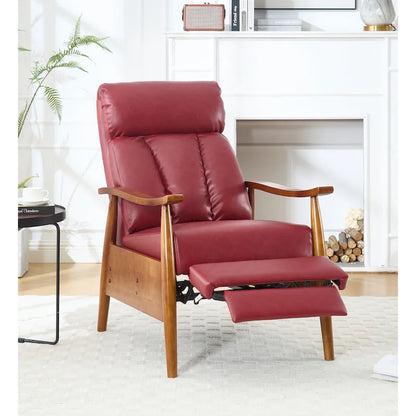 HOMEFUN Linen/Leather/Microsuede Upholstered Wood Frame Adjustable Recliner Lounge Armchair