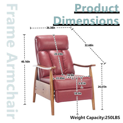 HOMEFUN Linen/Leather/Microsuede Upholstered Wood Frame Adjustable Recliner Lounge Armchair