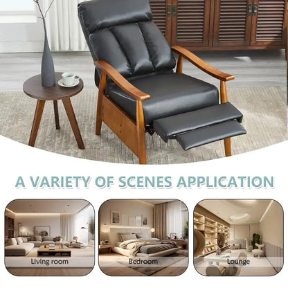 HOMEFUN Linen/Leather/Microsuede Upholstered Wood Frame Adjustable Recliner Lounge Armchair