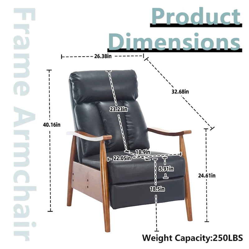 HOMEFUN Linen/Leather/Microsuede Upholstered Wood Frame Adjustable Recliner Lounge Armchair