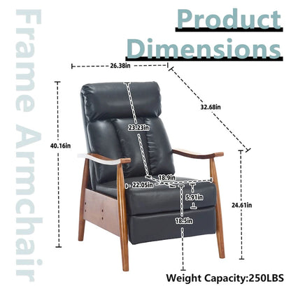 HOMEFUN Linen/Leather/Microsuede Upholstered Wood Frame Adjustable Recliner Lounge Armchair