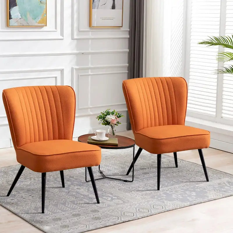 Armless Accent Chair Set of 2 , Living Room Chairs modern accent chairs for bedroom