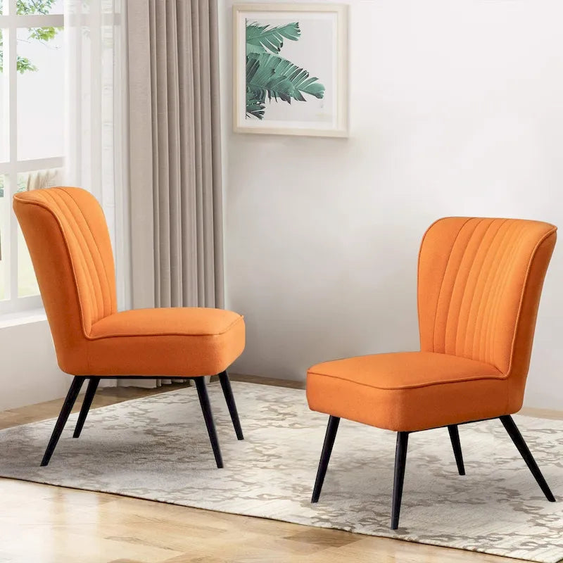 Armless Accent Chair Set of 2 , Living Room Chairs modern accent chairs for bedroom
