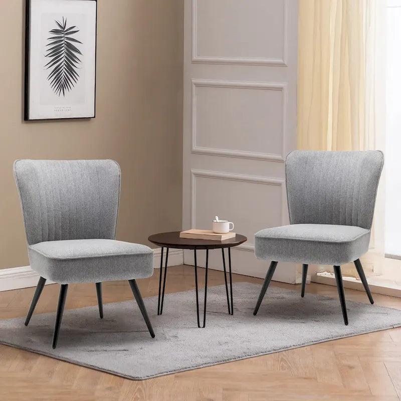 Armless Accent Chair Set of 2 , Living Room Chairs modern accent chairs for bedroom