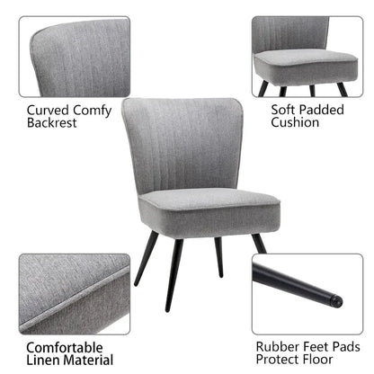 Armless Accent Chair Set of 2 , Living Room Chairs modern accent chairs for bedroom