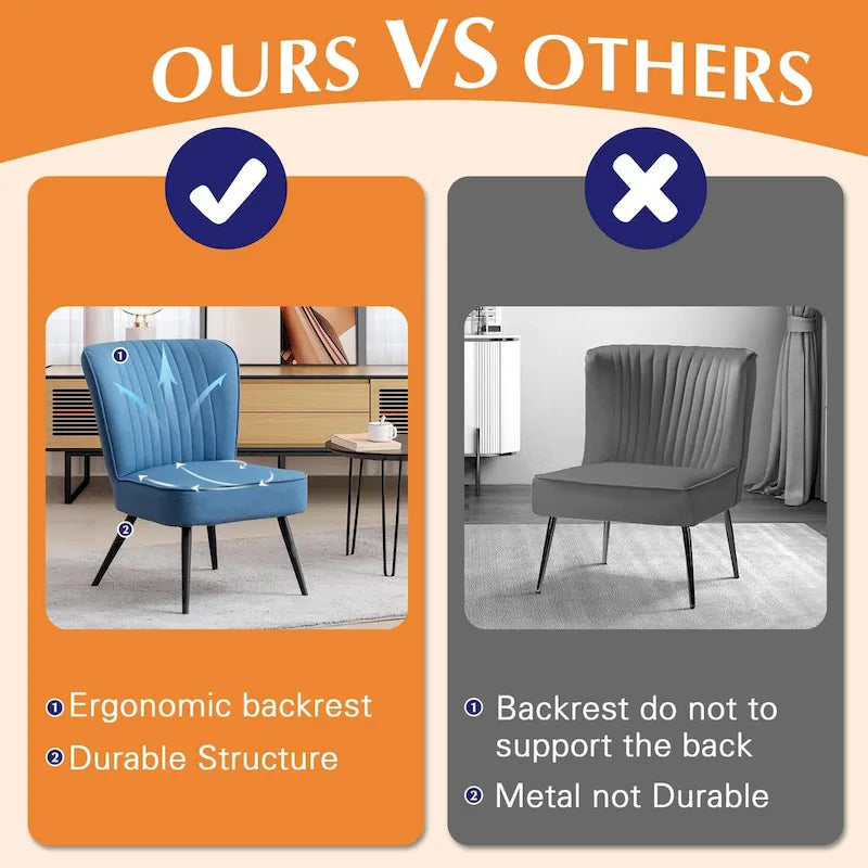 Armless Accent Chair Set of 2 , Living Room Chairs modern accent chairs for bedroom