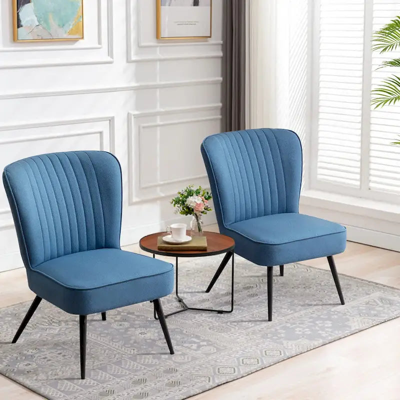 Armless Accent Chair Set of 2 , Living Room Chairs modern accent chairs for bedroom