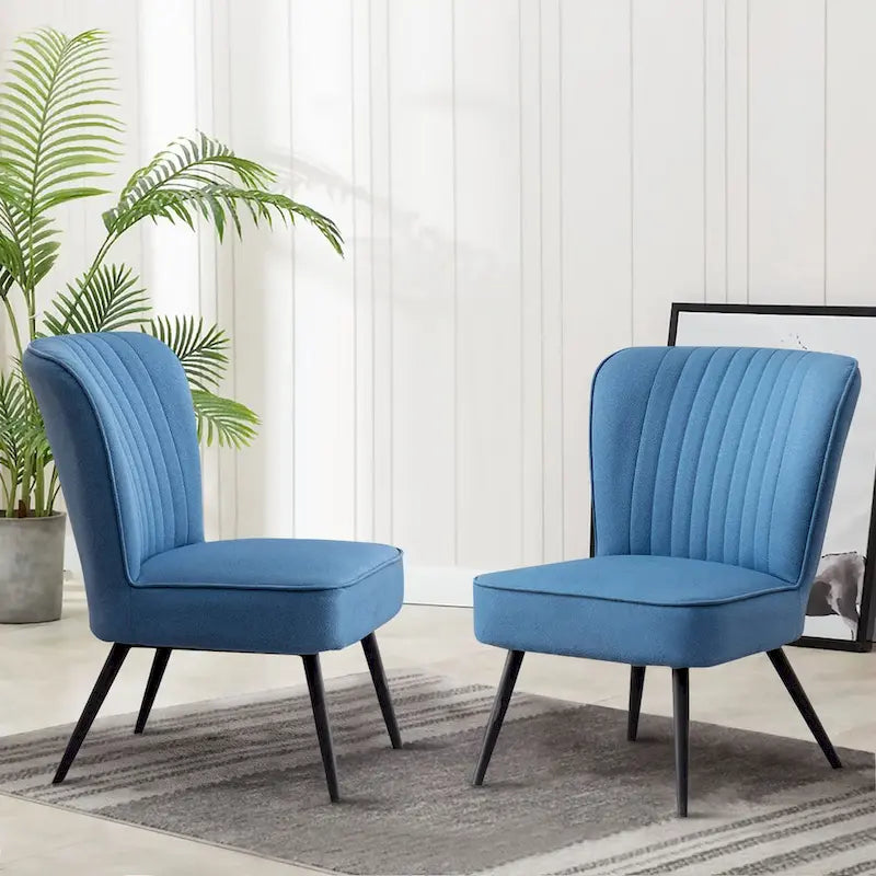 Armless Accent Chair Set of 2 , Living Room Chairs modern accent chairs for bedroom