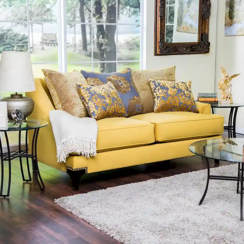 Gisc Contemporary Fabric Padded Nailhead Loveseat by Furniture of America